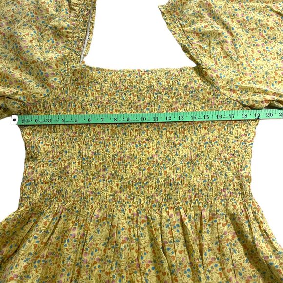 a.n.a a new approach Woman Yellow Shirred Blouse puff sleeves SZ/ XLT - Picture 7 of 10